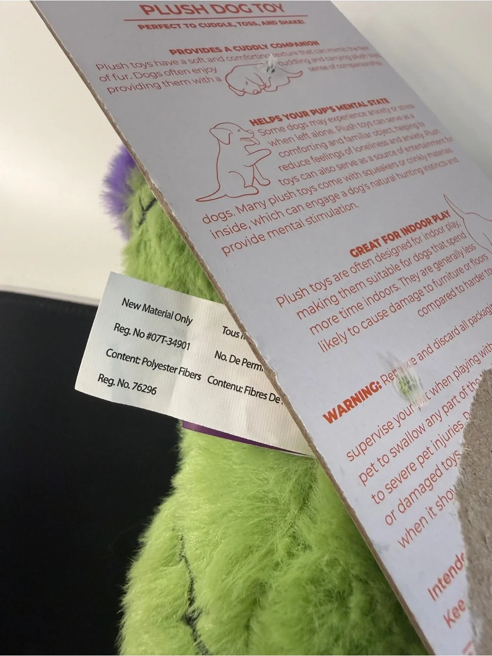 Multipet Halloween Frankenstein Hand Plush Squeaky Dog Toy Green Purple 8